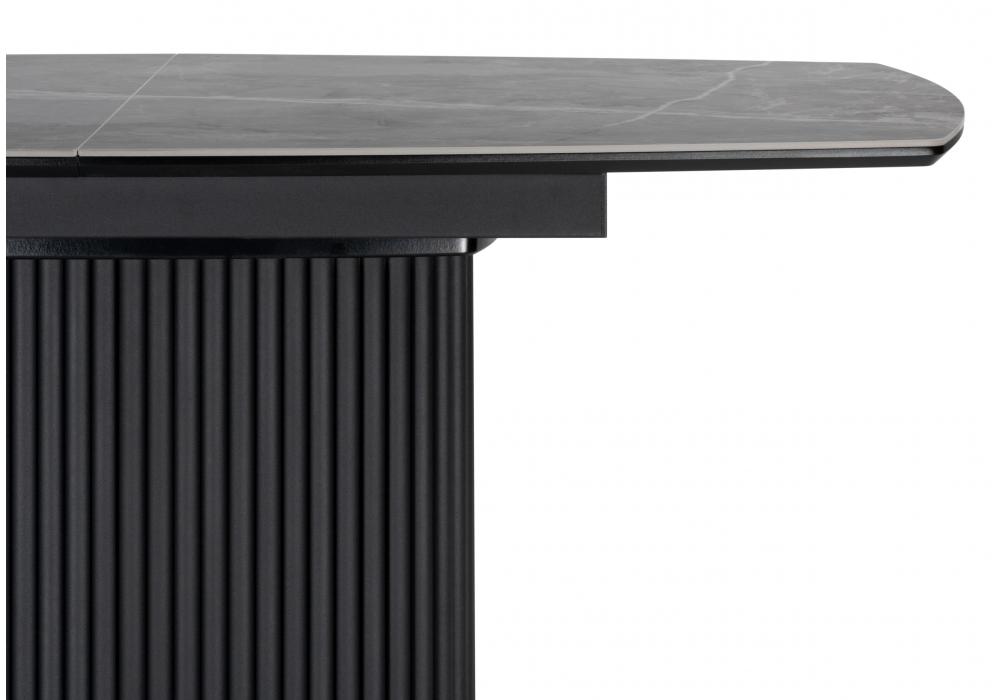 фото керамический стол раскладной woodville фестер 140(180)х80 larka grey / черный 625973 | 220svet.ru