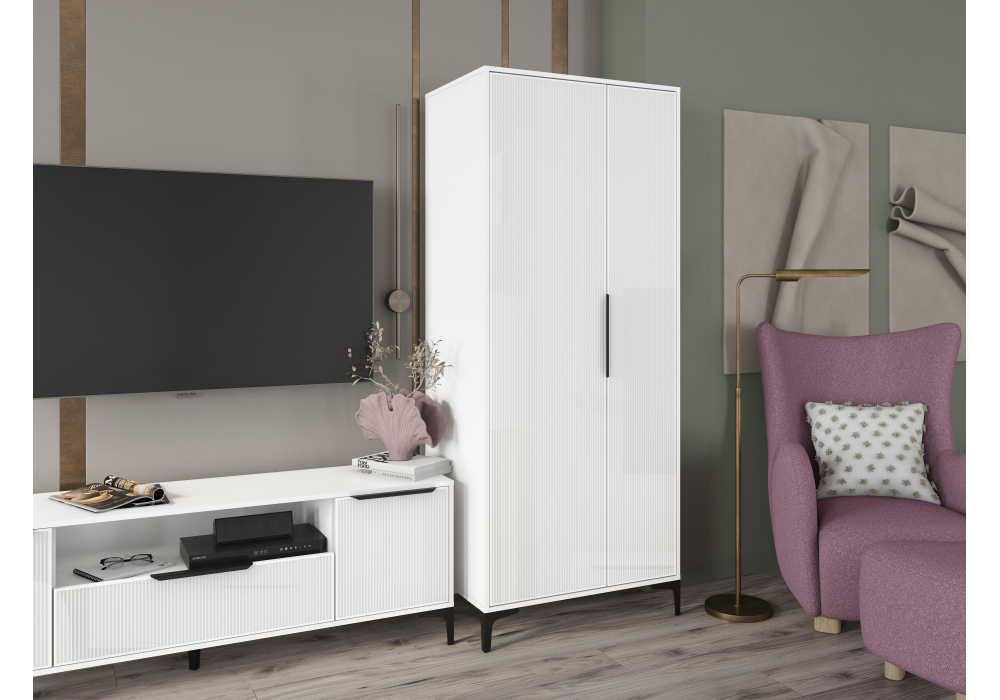 фото шкаф двухстворчатый woodville иадама белый глянец 619901 | 220svet.ru