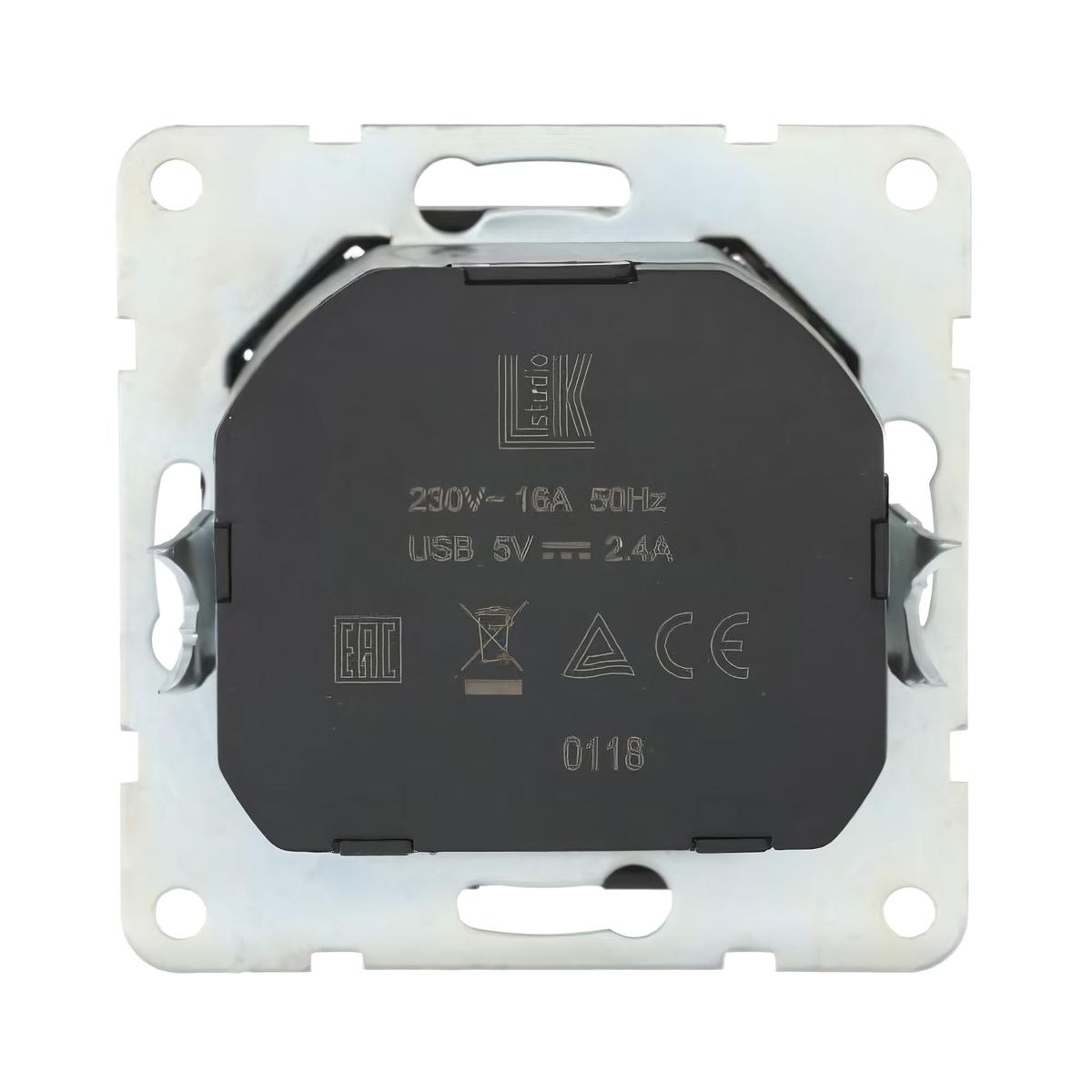 фото розетка lk studio с з/к + 2хusb разъема, 2а (черный бархат) 868008-1 | 220svet.ru