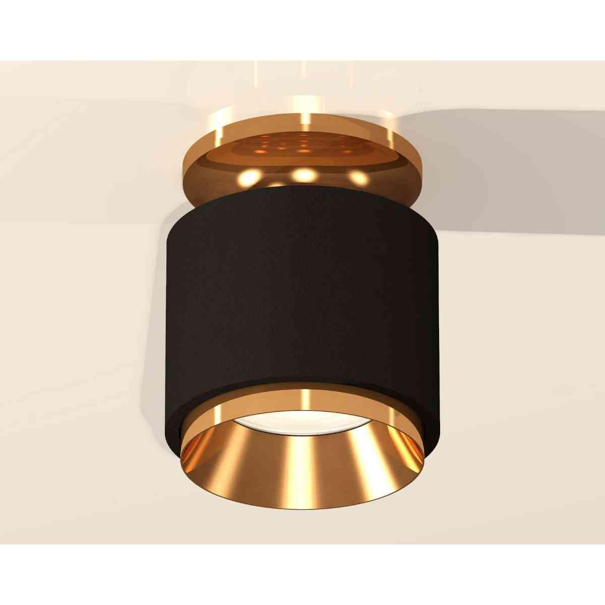 фото комплект накладного светильника ambrella light techno spot xs7511120 sbk/pyg черный песок/золото желтое полированное (n7929, c7511, n7034) | 220svet.ru