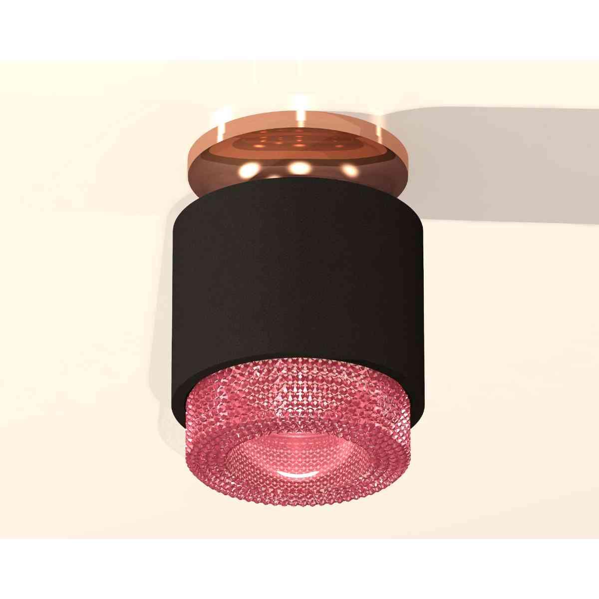 фото комплект накладного светильника ambrella light techno spot xs7511142 sbk/ppg/pi черный песок/золото розовое полированное/розовый (n7930,c7511,n7193) | 220svet.ru
