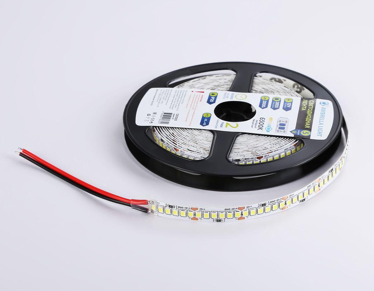 фото светодиодная лента холодный белый ambrella light 19,2w/m 240led/m 2835smd 6500к 5m gs1503 | 220svet.ru