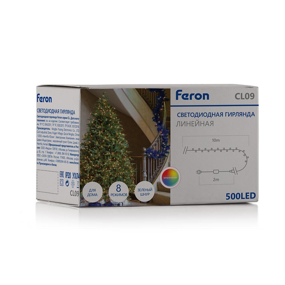 фото светодиодная гирлянда feron линейная 230v мультиколор 8 режимов cl09 48179 | 220svet.ru