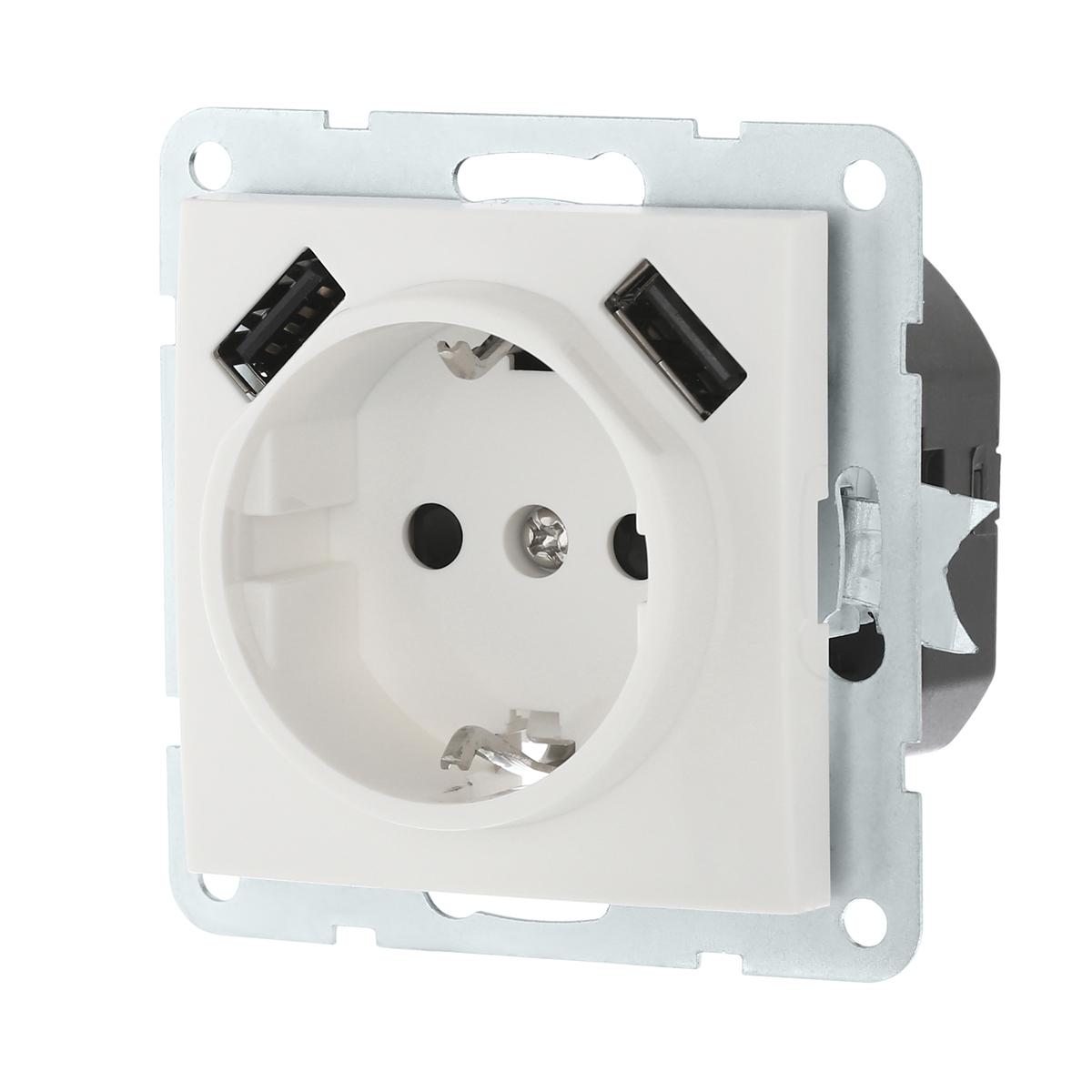 фото розетка lk studio с з/к + 2хusb разъема, 2а (белый) lk60 868004-1 | 220svet.ru