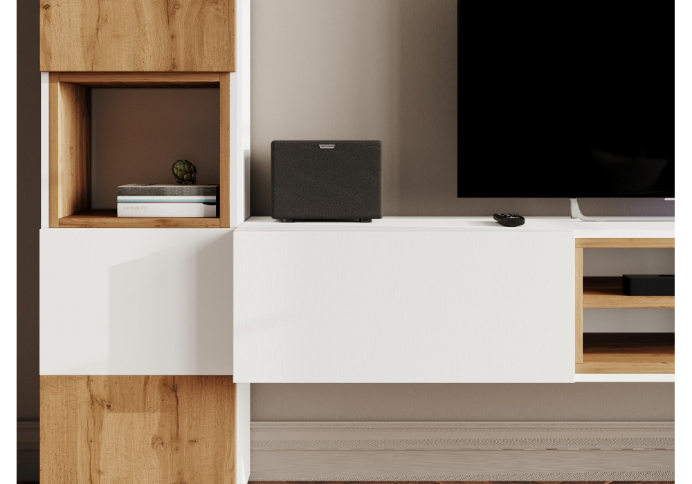 фото тв-тумба woodville лонгфорд белый / дуб вотан 563530 | 220svet.ru