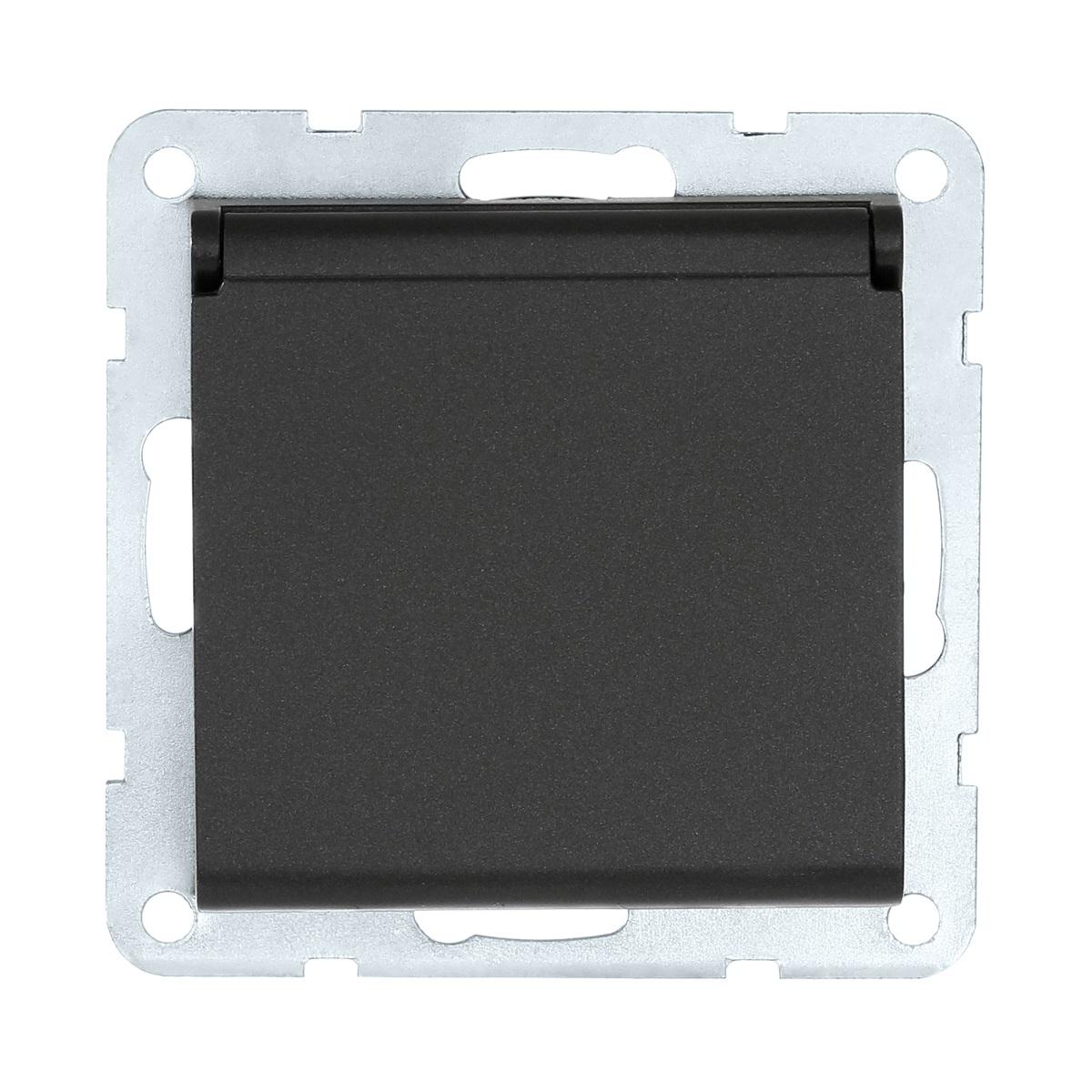 фото розетка lk studio с з/к, шторками и крышкой (черный бархат) lk80 843408-1 | 220svet.ru