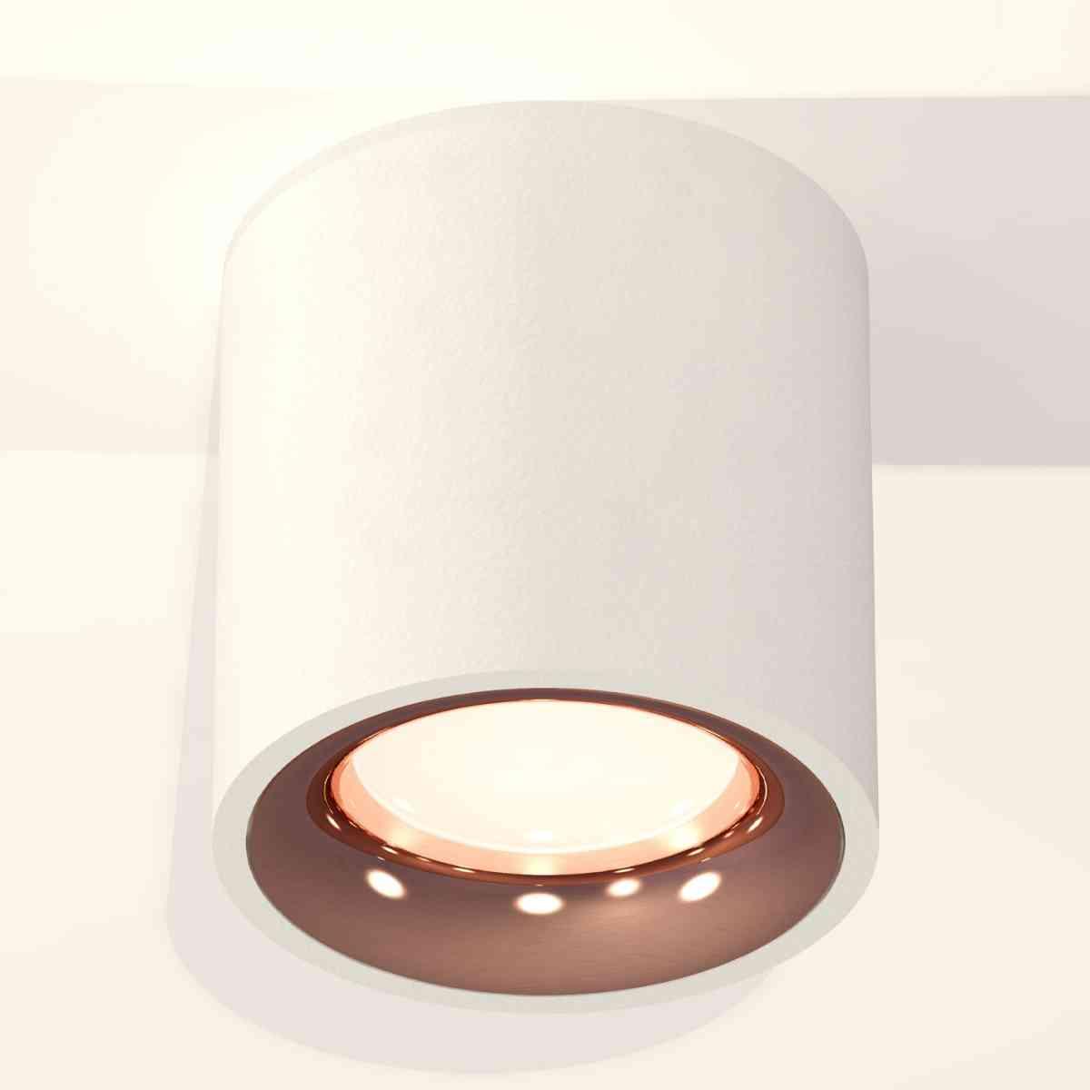 фото комплект накладного светильника ambrella light techno spot xs7531025 swh/ppg белый песок/золото розовое полированное (c7531, n7015) | 220svet.ru