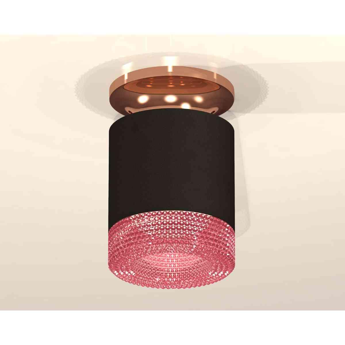 фото комплект накладного светильника ambrella light techno spot xs7402123 sbk/ppg черный песок/золото розовое полированное (n7930, c7402, n7193) | 220svet.ru