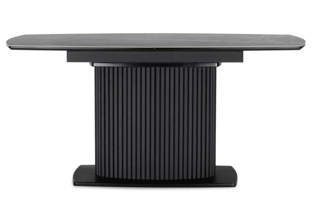 фото керамический стол раскладной woodville фестер 160(205)х90 larka grey / черный 625981 | 220svet.ru