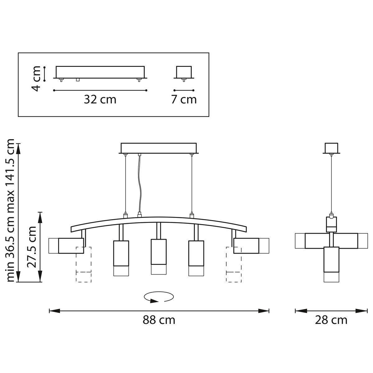 фото подвесная люстра lightstar rullo (571735+214437-3+214436-2+202431-5) lr7353733621 | 220svet.ru
