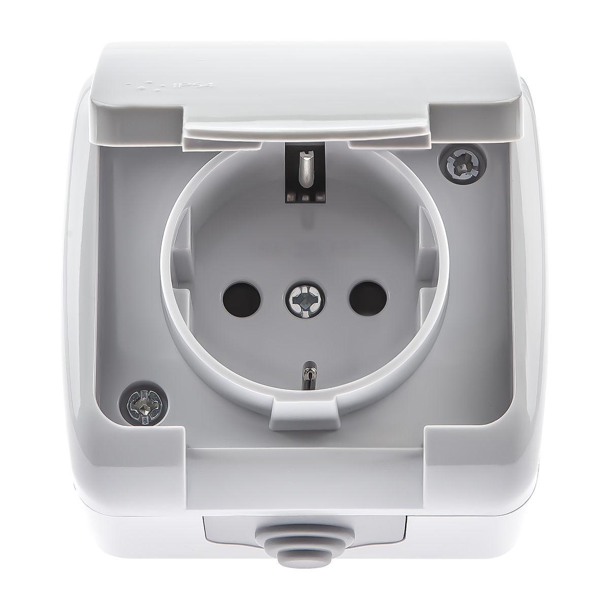 фото розетка эра schuko 2p+e 16a 250v со шторками с крышкой 5-202-03 б0050946 | 220svet.ru