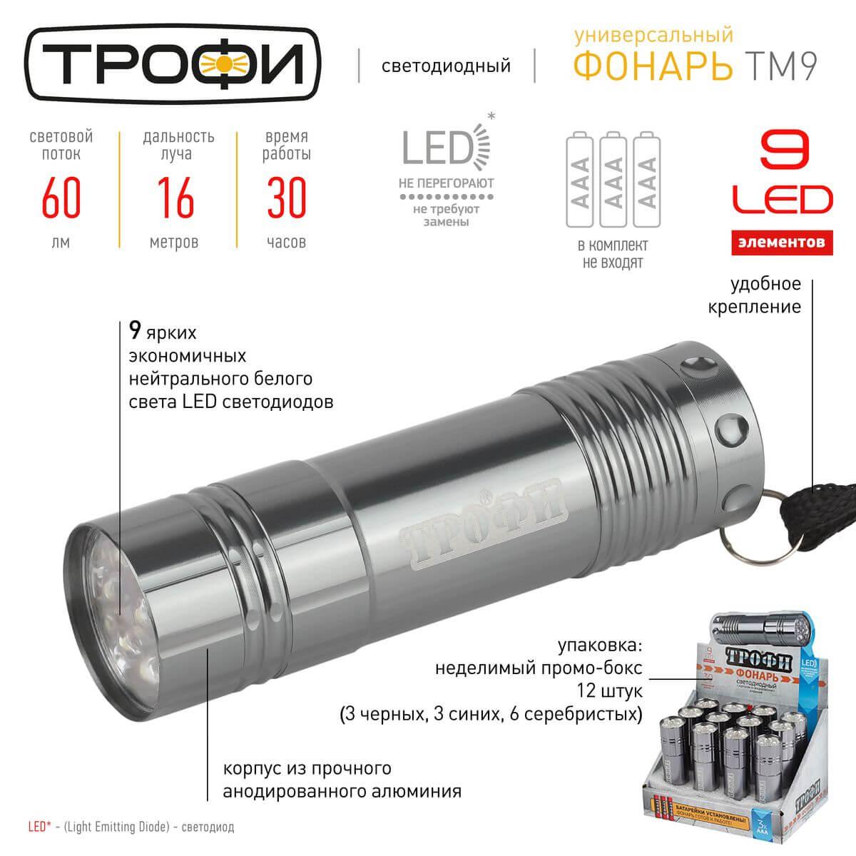 фото карманный светодиодный фонарь эра от батареек 85х23 60 лм tm9-box12 б0004986 | 220svet.ru
