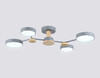 Миниатюра фото потолочная светодиодная люстра на штанге ambrella light linetech fl fl4859/4 gr/wd | 220svet.ru