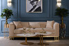 Миниатюра фото диван трехместный велюр бежевый garda decor 102an-20493 | 220svet.ru