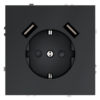Миниатюра фото розетка встраиваемая с заземлением и защитными шторками, 16а, с usb, a+a voltum s70 vls040407 (графит) | 220svet.ru