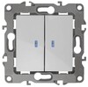 Миниатюра фото выключатель двухклавишный с подсветкой эра 12 10ax 250v 12-1105-01 б0014657 | 220svet.ru